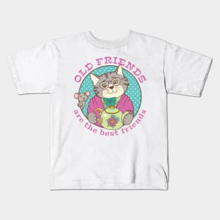 Old Friends are the Best Friends Cat and Mouse Kids T-Shirt